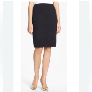 St John Caviar Lined Black Pencil Skirt Women's Side Zip Sz 4 Classic Office